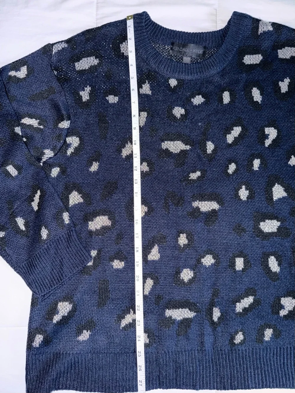 Kendall + Kylie | Navy Blue Animal Patterned Crewneck Sweater - 2XL
